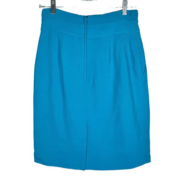 Kate Spade Aqua Janelle Pleated Pencil Skirt 4 NWOT Wool Blend Preppy - Picture 3 of 15